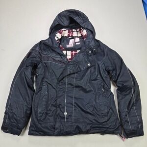 Powder Room‎ Ski Snowboard Jacket Women's M Pink Plaid Lined Insulated Hooded